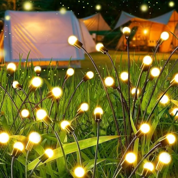 Led Solar Powered Firefly Light Outdoor Waterproof Solar Garden Light Decorative Swaying Wind Dancing Solar Lamp