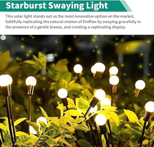 Led Solar Powered Firefly Light Outdoor Waterproof Solar Garden Light Decorative Swaying Wind Dancing Solar Lamp