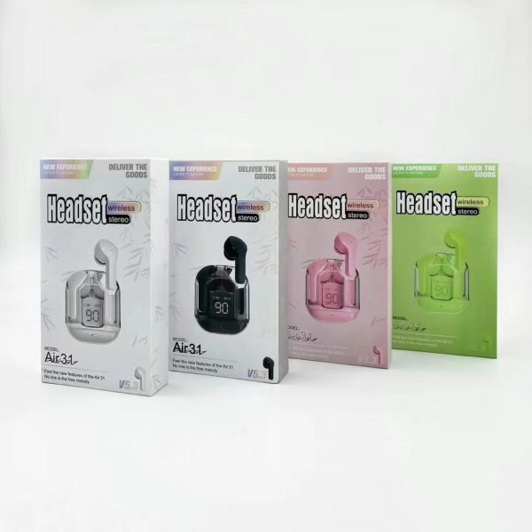 Air31 Earbuds Wireless Crystal Transparent Body – With Silicone Pouch (random Color)
