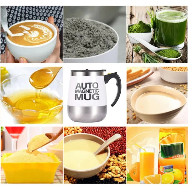 Auto Magnetic Mug 400ml Coffee Milk Mix Cups 304 Stainless Steel ( Battery Operated