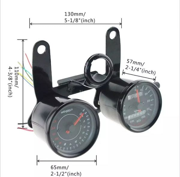 Cafe Racer Style Double Meter Imported Product For Motorcycle (color Black)