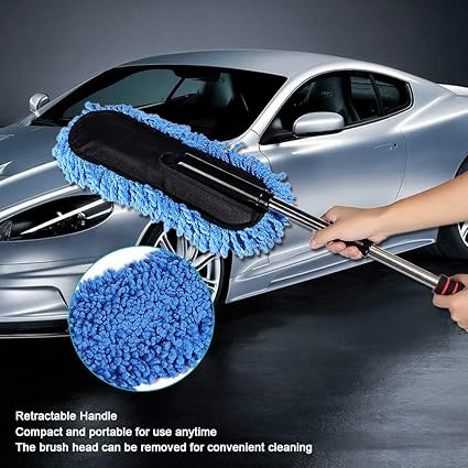 Car Wash Mop Telescopic Handle Microfiber Car Cleaning Brush (random Color)