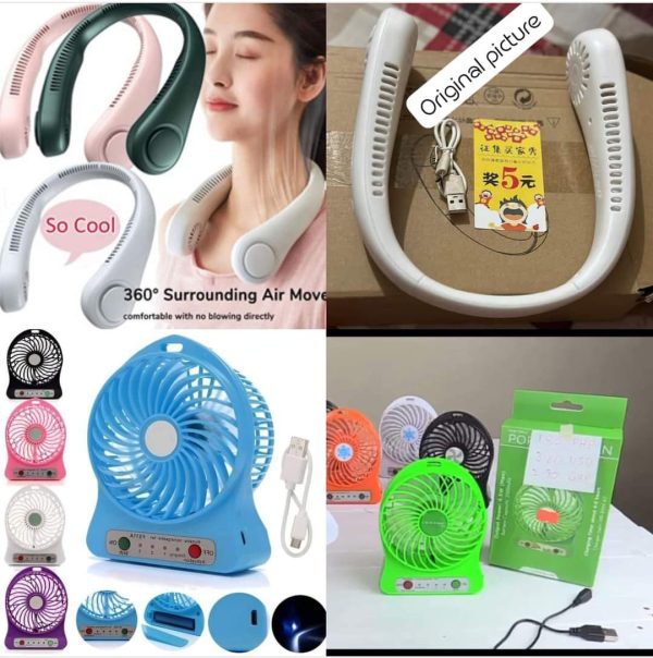 Deal 2 Hanging Neck Fan +mini Usb Fan (random Color)