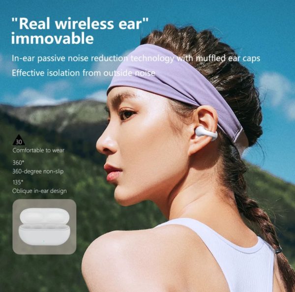 Ear Cuff Wireless Earbuds Bluetooth 5.3 With Earhooks Mini Bone Conduction Earcuffs Headphones Waterproof Cycling Earpiece Noise Sports Earphones (white)