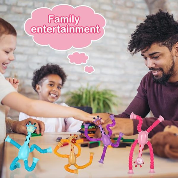 Giraffe Pop Tube Sensory Fidget Toy | Animal Pop Tubes Cartoon Giraffe Suction Cup Toys