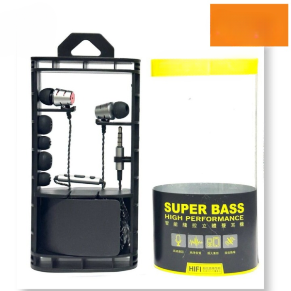 High Quality Super Bass Wired Hands Free/ Earphones – In-ear With 4 Muffs For Every Ear Size – (random Colors)