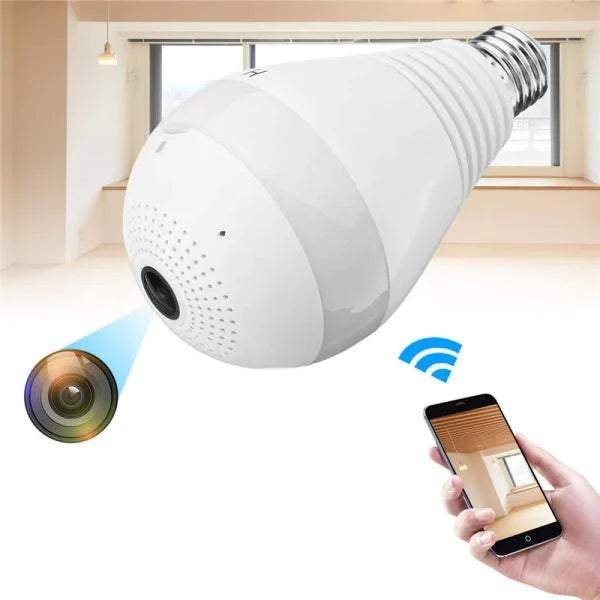 Ip Wireless Panoramic Light Bulb Camera 1080p Hd 2mp With V380 Pro App