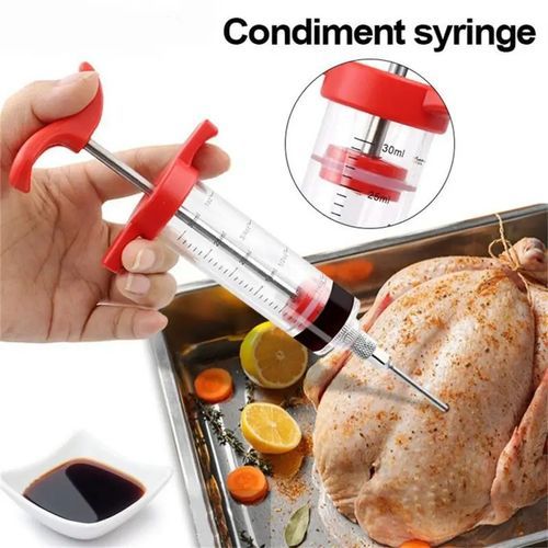Meat Injector Stainless Steel Bbq Meat Marinade Flavor Seasoning Injector Needle (random Color)