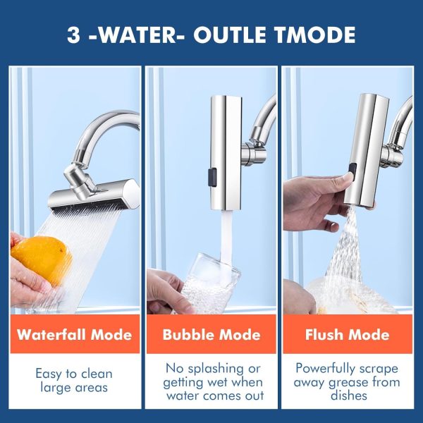 Multifunctional Kitchen Sink Waterfall Faucet Pressurized Bubbler Splash-proof 4 Modes Spout Bathroom Basin Tap Extender Adapter
