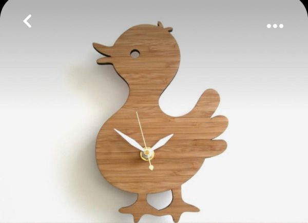 New 3d Animal Duck Shaped Wooden Wall Clock