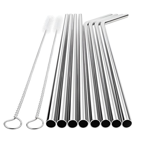 Pack Of 4 – Reusable Stainless Steel Metal Straws With Cleaning Brush