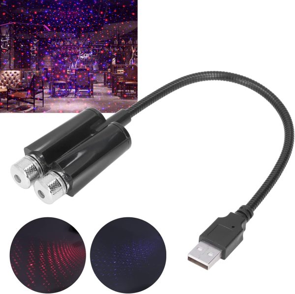Plug And Play Car Usb Ambient Projector Light, Red Blue Lighting, Bending, Flexible, High Performance For Car Decoration, Great For Use (voice Control C202s)