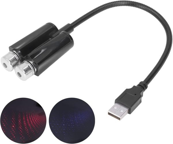 Plug And Play Car Usb Ambient Projector Light, Red Blue Lighting, Bending, Flexible, High Performance For Car Decoration, Great For Use (voice Control C202s)
