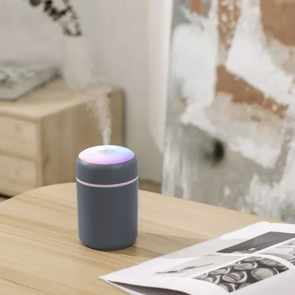 Portable Diffuser Usb Humidifier | Led Lights Two Functions | Colorful Cool Mini Humidifier, Portable Air Humidifier Aroma Essential Oil Diffuser, Usb Mist Sprayer Small Personal Humidifier For Car Home (dark Grey)