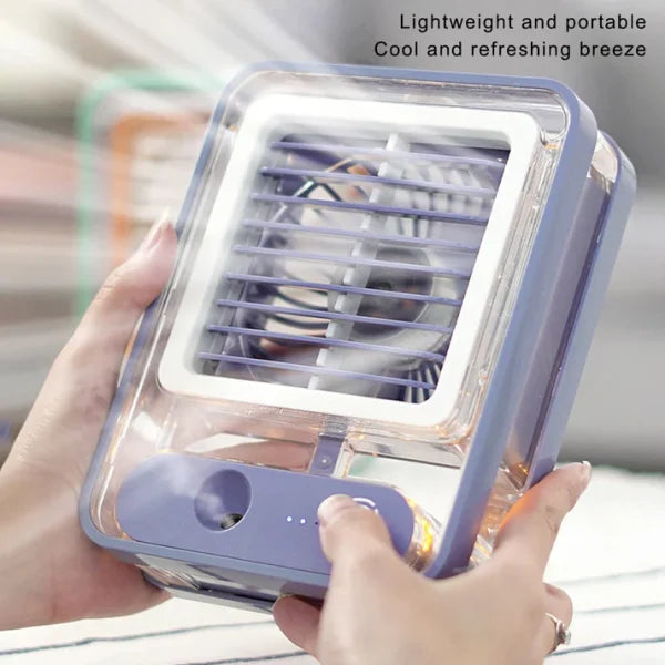 Rechargeable Mini Mist Humidifier Fan Portable Desktop Air Conditioner Usb Mini Air Cooler Fan Water Cooling Fan With 3 Speed Spray Humidifier Purifier Indoor,outdoor (random Color)