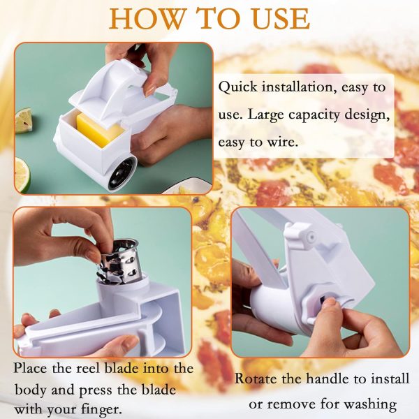 Rotary Cheese Grater, Manual Handheld Cheese Grater With Stainless Steel Drum For Grating Hard Cheese Chocolate Nuts Kitchen Tool(random Color )