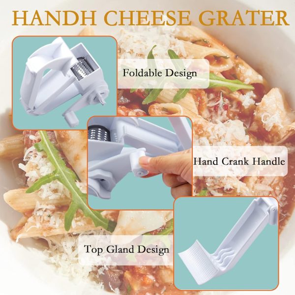 Rotary Cheese Grater, Manual Handheld Cheese Grater With Stainless Steel Drum For Grating Hard Cheese Chocolate Nuts Kitchen Tool(random Color )
