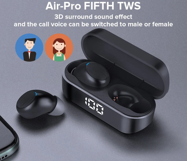 Brandwd air buds Soaiy Branded Earbuds- Without Box And Accessories- Best Quality Model: A5 (black)