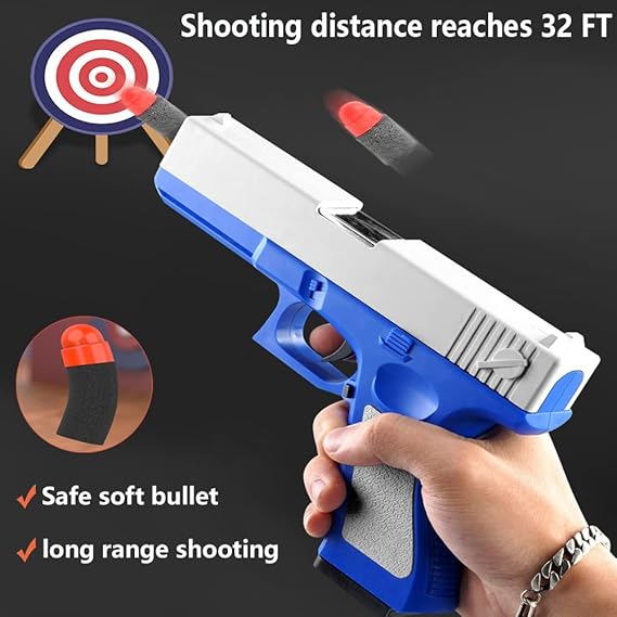 Soft Bullet Toy Gun | Shell Ejecting Pistol For Kids, Toddlers Or Adults (random Color)
