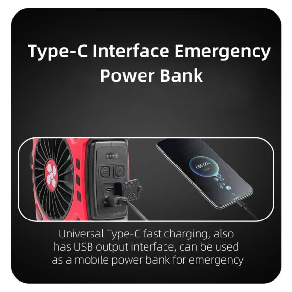 Camping Lights Outdoor Mini Electric Fan Rechargeable Flashlight Emergency Power Bank For Hiking Fishing
