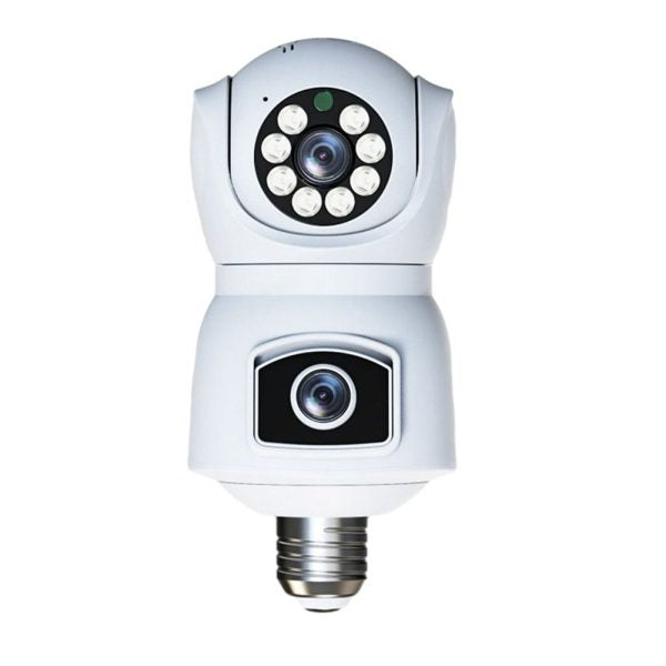 4k Wireless Wifi Dual-lens Security Camera With 3mp Lens | Bulb Camera | 360 Degree Rotation