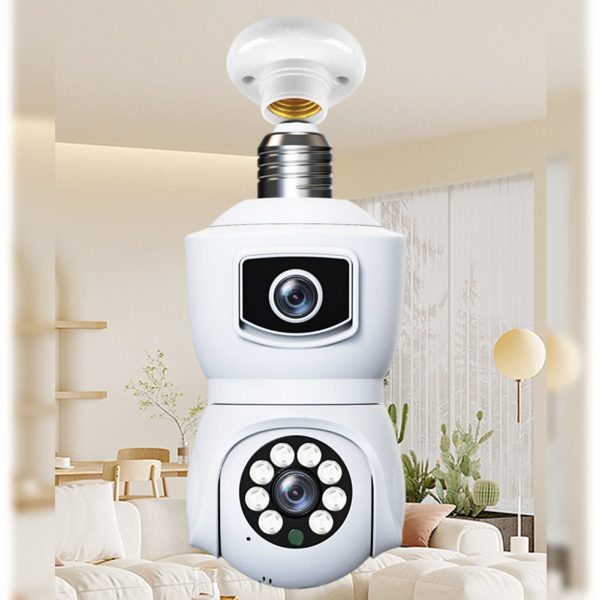 4k Wireless Wifi Dual-lens Security Camera With 3mp Lens | Bulb Camera | 360 Degree Rotation