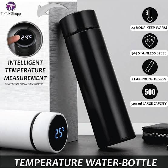 Temperature Display Indicator Insulated Stainless Steel Hot & Cold Flask Bottle (random Color)