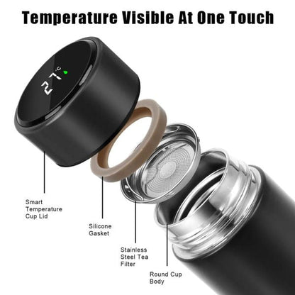Temperature Display Indicator Insulated Stainless Steel Hot & Cold Flask Bottle (random Color)