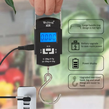 50kg Digital Led Screen Luggage Weight Scale Luggage Weighing Machine Digital Weighing Machine For Luggage Scale Heavy Duty Portable (50kg110lb) Black