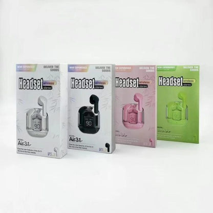 Air31 Earbuds Wireless Crystal Transparent Body – With Silicone Pouch (random Color)