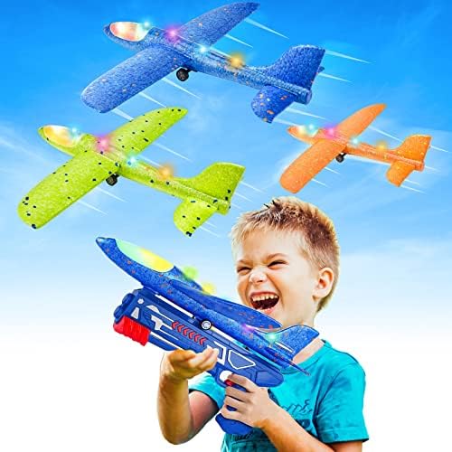 Airplane Launcher Gun Toy For Kids Aircraft Shooting Gun Toy Cool Outside Flying Toys(random Color