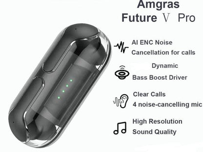 Amgras Future V Pro Earbuds | Pro Tws Bluetooth Earbuds Transparent Tws Sports Gaming Headset Earphone (random Color)