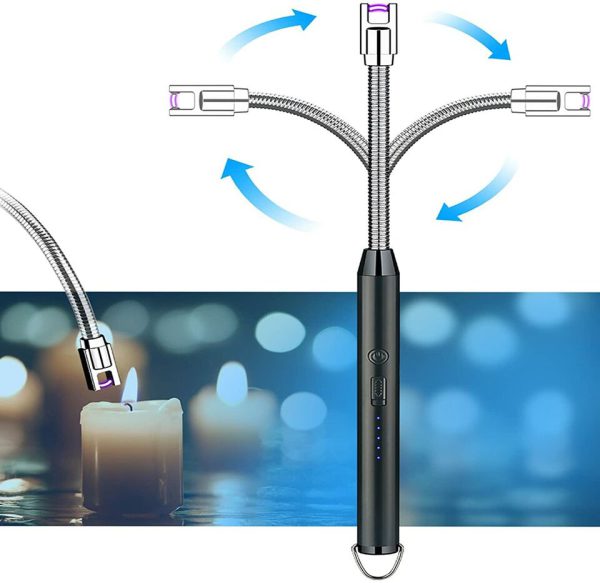 Arc Lighter With Usb Charging, Flameless Windproof, Led Battery Display, Safety Switch, 360 Degree Rotate (random Colors)