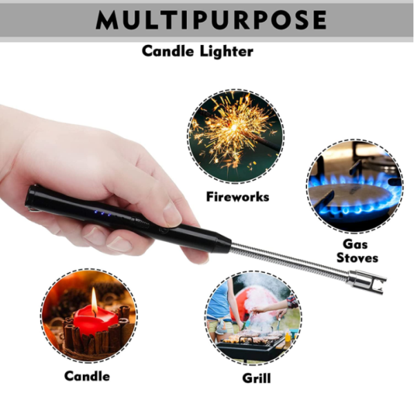 Arc Lighter With Usb Charging, Flameless Windproof, Led Battery Display, Safety Switch, 360 Degree Rotate (random Colors)
