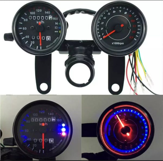 Cafe Racer Style Double Meter Imported Product For Motorcycle (color Black)