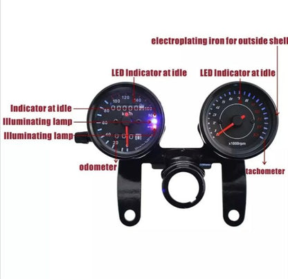 Cafe Racer Style Double Meter Imported Product For Motorcycle (color Black)