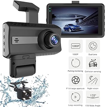 Dual Lens Dvr 1080p Dual Fixecar Dual Lens Dash Cam | Black Box Dvr Camera | Hd Video Quality D Camera