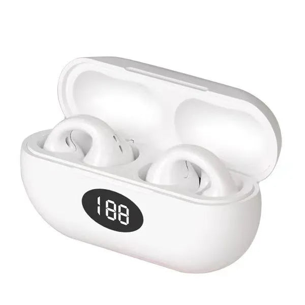 Ear Cuff Wireless Earbuds Bluetooth 5.3 With Earhooks Mini Bone Conduction Earcuffs Headphones Waterproof Cycling Earpiece Noise Sports Earphones (white)