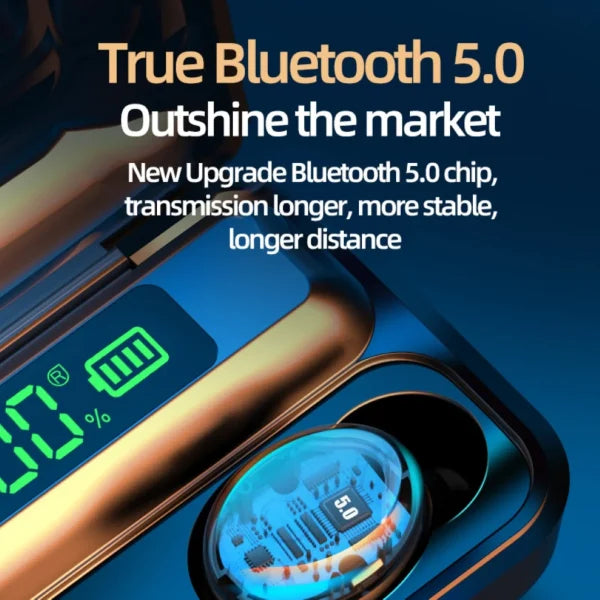 Bluetooth 5.0 Rechargeable Smart Touch Wireless Earphones( Black Color