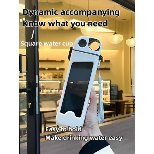 Flat Square Fashion Plastic Portable Sports Water Bottle (350 Ml)