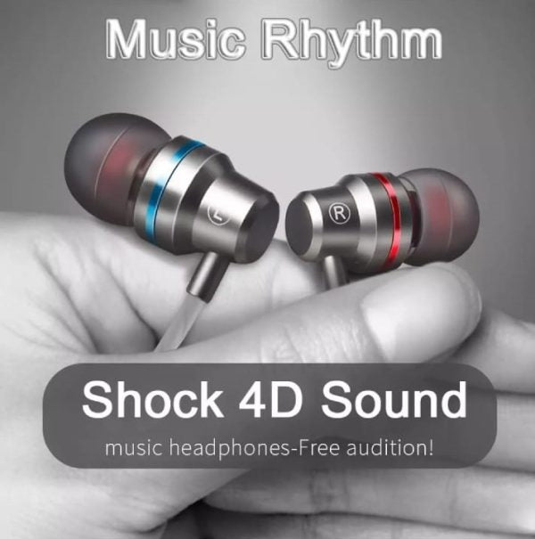 High Quality Super Bass Wired Hands Free/ Earphones – In-ear With 4 Muffs For Every Ear Size – (random Colors)