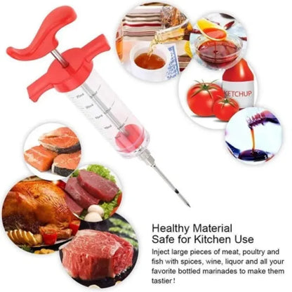 Meat Injector Stainless Steel Bbq Meat Marinade Flavor Seasoning Injector Needle (random Color)
