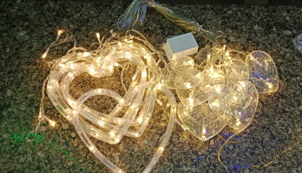 Multi Color Heart Curtain \ Warm Color Heart Curtain 6+6 String Led Light, Plug-in, 220 V