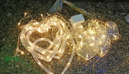 Multi Color Heart Curtain \ Warm Color Heart Curtain 6+6 String Led Light, Plug-in, 220 V