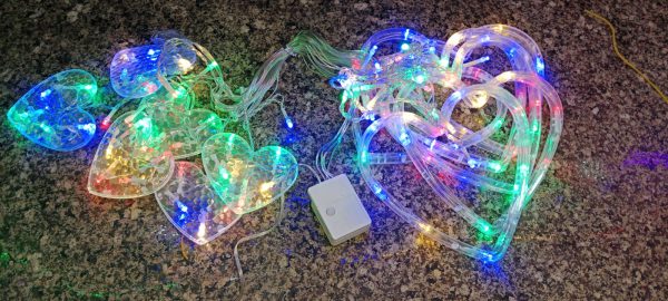 Multi Color Heart Curtain \ Warm Color Heart Curtain 6+6 String Led Light, Plug-in, 220 V