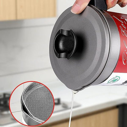 Oil Storage And Filtration Stainless Steel With Lid | Oil Filter Machine With Handle For Kitchen (1.4l)