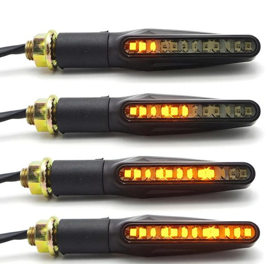 Pack Of 2 Pair(4pcs) – Audi Flow Style Led Motorcycle Turn Signals Indicator Amber Light