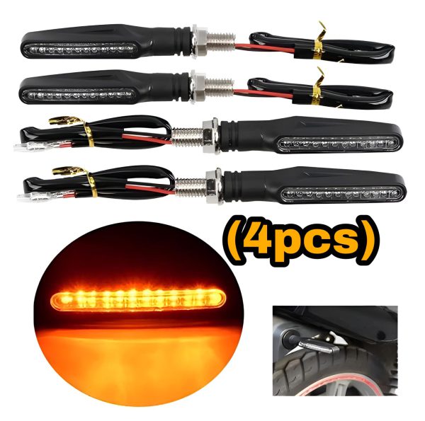 Pack Of 2 Pair(4pcs) – Audi Flow Style Led Motorcycle Turn Signals Indicator Amber Light