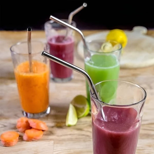 Pack Of 4 – Reusable Stainless Steel Metal Straws With Cleaning Brush