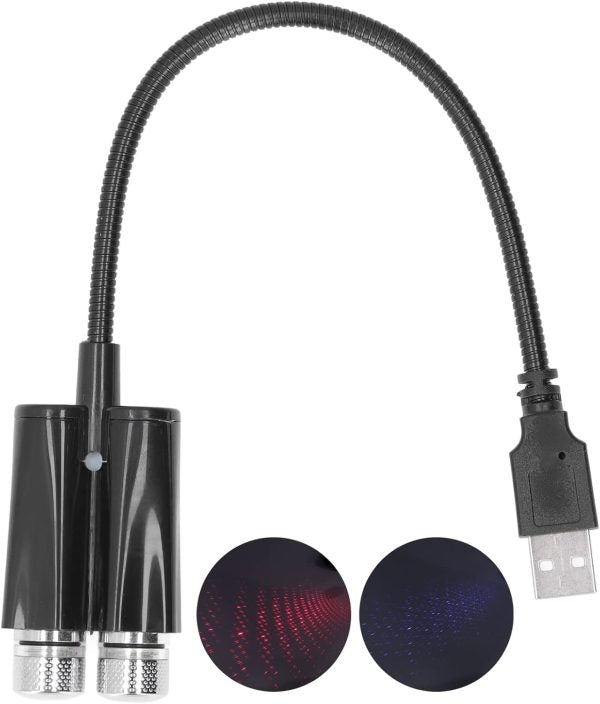 Plug And Play Car Usb Ambient Projector Light, Red Blue Lighting, Bending, Flexible, High Performance For Car Decoration, Great For Use (voice Control C202s)